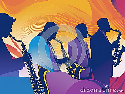 Jazz Quartet performing Stock Photo