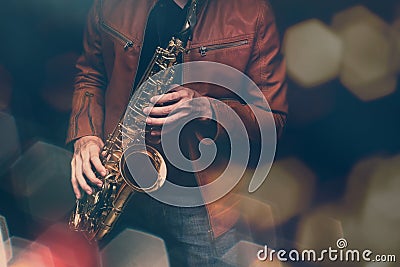 Jazz saxophone player Stock Photo