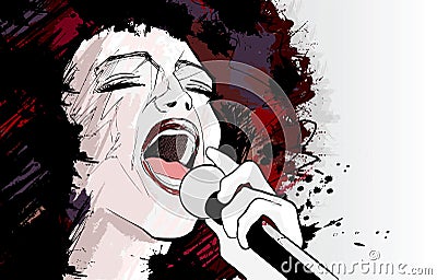 Jazz singer on grunge background Vector Illustration