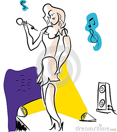 Jazz singer woman. Vector Illustration