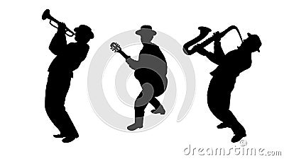 Jazz Trio Musicians Cartoon Illustration