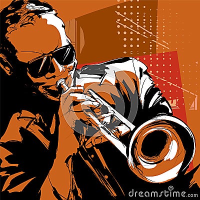 Jazz trumpet player Vector Illustration