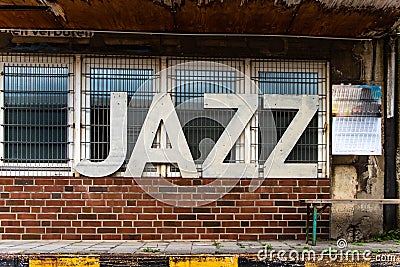 Jazz letters on the wall Stock Photo