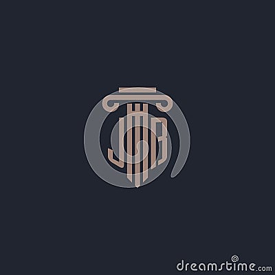 JB initial logo monogram with pillar style design for law firm and justice company Vector Illustration