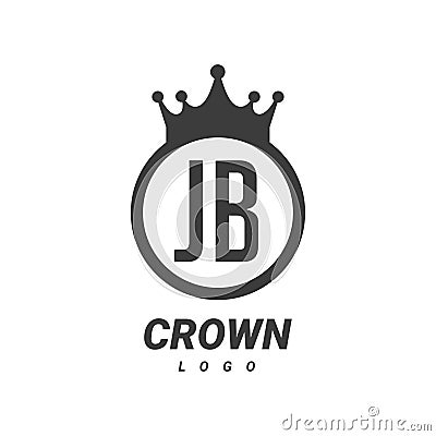 JB Letter Logo Design with Circular Crown Vector Illustration