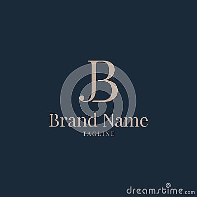 JB logo elegance golden navy luxury Stock Photo