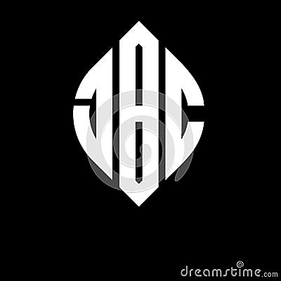 JBC circle letter logo design with circle and ellipse shape. JBC ellipse letters with typographic style. The three initials form a Vector Illustration