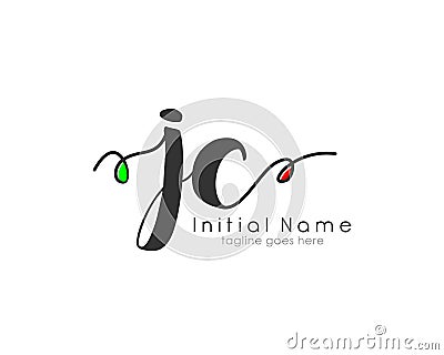 JC Signature initial logo template vector. Initial signature logo template. Initial letter logo template for logo identity and Vector Illustration