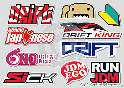 Japanese Car Decals, and Stickers in Vector format Stock Photo