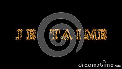 Je taime fire text effect black background Stock Photo