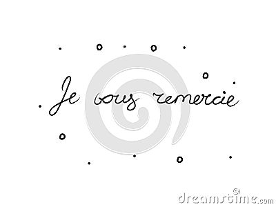 Je vous remercie phrase handwritten with a calligraphy brush. Thanks in French. Modern brush calligraphy. Isolated word black Vector Illustration