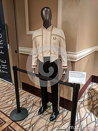 Jean-Luc Picard dress uniform Insurrection & Nemesis costume in exhibit at Star Trek Convention Editorial Stock Photo