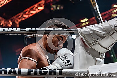 Jean Nascimento of Brazil Wai Kru before the match in Thai Fight Proud to be Thai Editorial Stock Photo