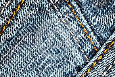 Denim fabric with seams close-up Stock Photo