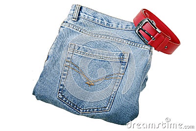 Jeans with belt Stock Photo