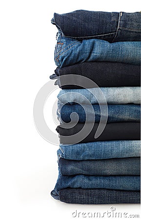 Jeans stack close-up Stock Photo