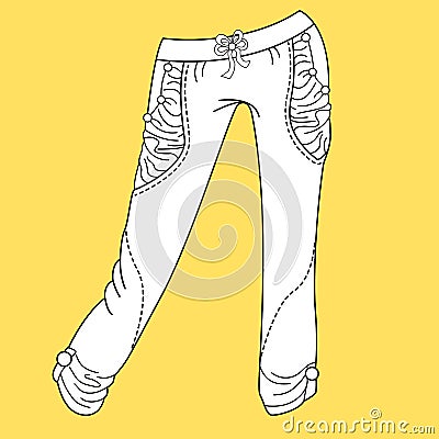 Jeans, trousers pants. Fashion Illustration. Stock Photo