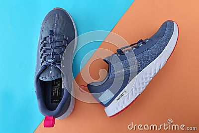 Jeddah Saudi Arabia November 7 2020 Nike Sneaker or running or sport shoes on colorful floor Editorial Stock Photo