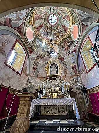 JEDRZEJOW, POLAND - September 1, 2023: Interior of the church in the Cistercian Archabbey in JedrzejÃ³w, Poland. Reliquary of Editorial Stock Photo