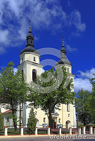 Historic roman-catholic church of St. Jacob Apostel in town of Jedwabne in Poland Editorial Stock Photo