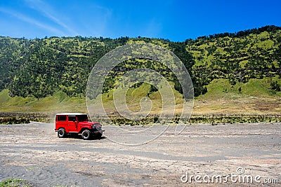 Jeep at Bromo. Stock Photo