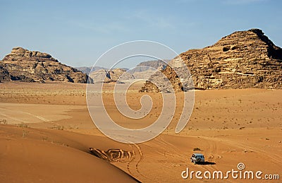 Jeep car in desert Stock Photo