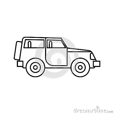 Jeep icon in outline style Vector Illustration