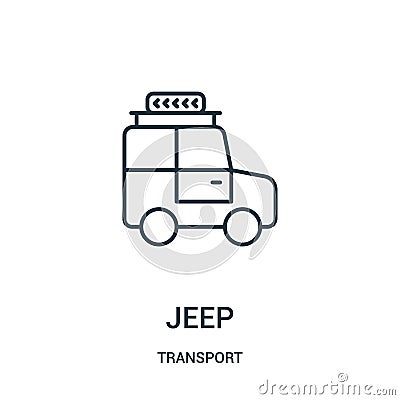 jeep icon vector from transport collection. Thin line jeep outline icon vector illustration Vector Illustration