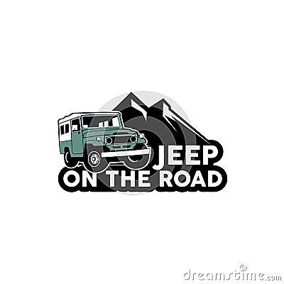 Jeep on the road logo vector Vector Illustration
