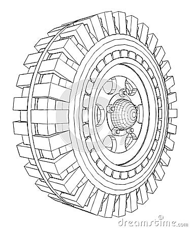 Jeep Wheel Tire Vector 08 Vector Illustration