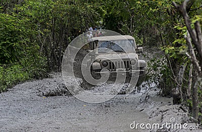 Jeep wrangler run in mud Editorial Stock Photo