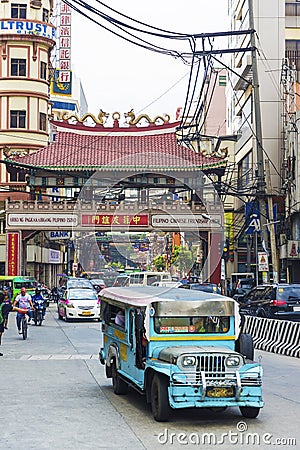 Jeepney bus in manila chinatown in philippines Editorial Stock Photo