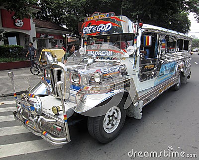 Jeepney, cheap way to travel Editorial Stock Photo