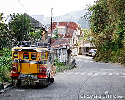 A jeepney on street in Banaue, Philippines Editorial Stock Photo