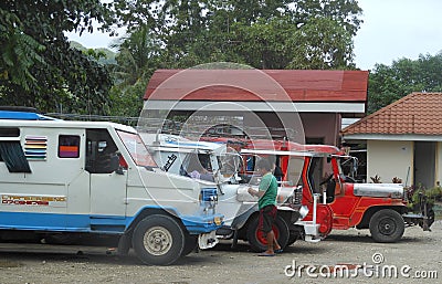 Jeepneys at Loboc village, Philippines Editorial Stock Photo