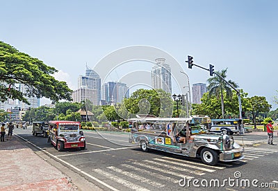 Jeepneys in rizal park manila philippines Editorial Stock Photo
