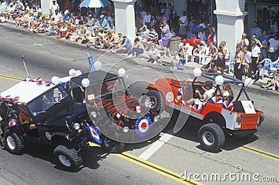 Jeeps in July 4th Parade, Ojai, California Editorial Stock Photo