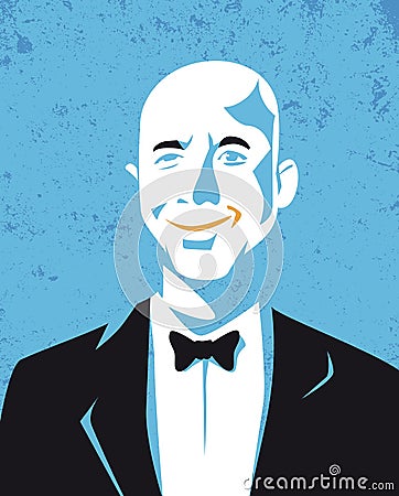 Jeff Bezos, amazon founder vector illustrations Cartoon Illustration