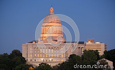 Jefferson City Missouri Capital Building Downtown City Skyline Stock Photo