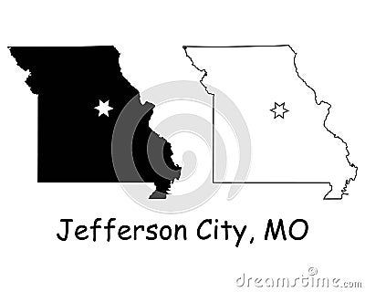 Jefferson City Missouri MO State Border USA Map Vector Illustration