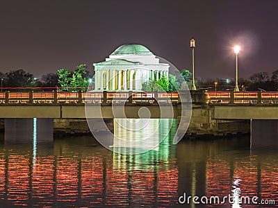 The Jefferson Memorial at Night Stock Photo