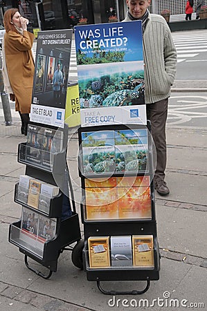 JEHOVA WITNESS STAND IN DENMARK Editorial Stock Photo