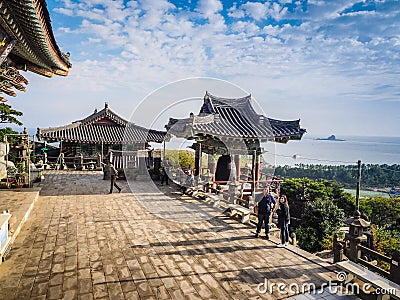 Jeju Island, KOREA - NOVEMBER 12: The tourist visited Sanbanggulsa temple that located on Sanbangsan Mountain. On the way to Editorial Stock Photo