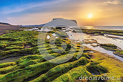 Jeju Island South Korea Sunrise at Seongsan Ilchulbong Stock Photo