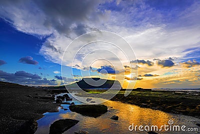 Jeju Island South Korea, Sunrise nature landscape at Jeju Do Seongsan Ilchulbong,South korea Stock Photo