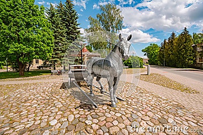 Sculpture `Horse with a carriage` Editorial Stock Photo