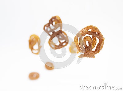 Jelebi or Jilbi falling isolate on white background Stock Photo