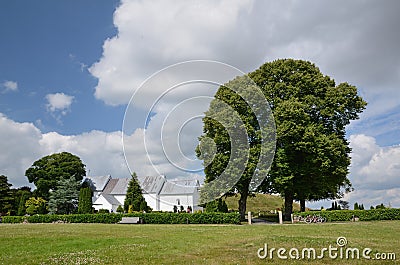 Meadow near the church in Jelling Stock Photo