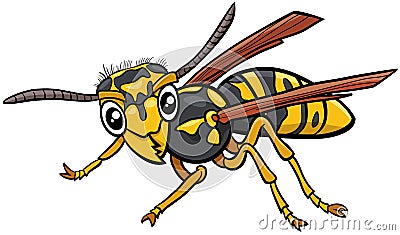 Jellowjacket or wasp insect character cartoon illustration Vector Illustration