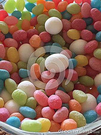 Jelly beans n eggs Stock Photo